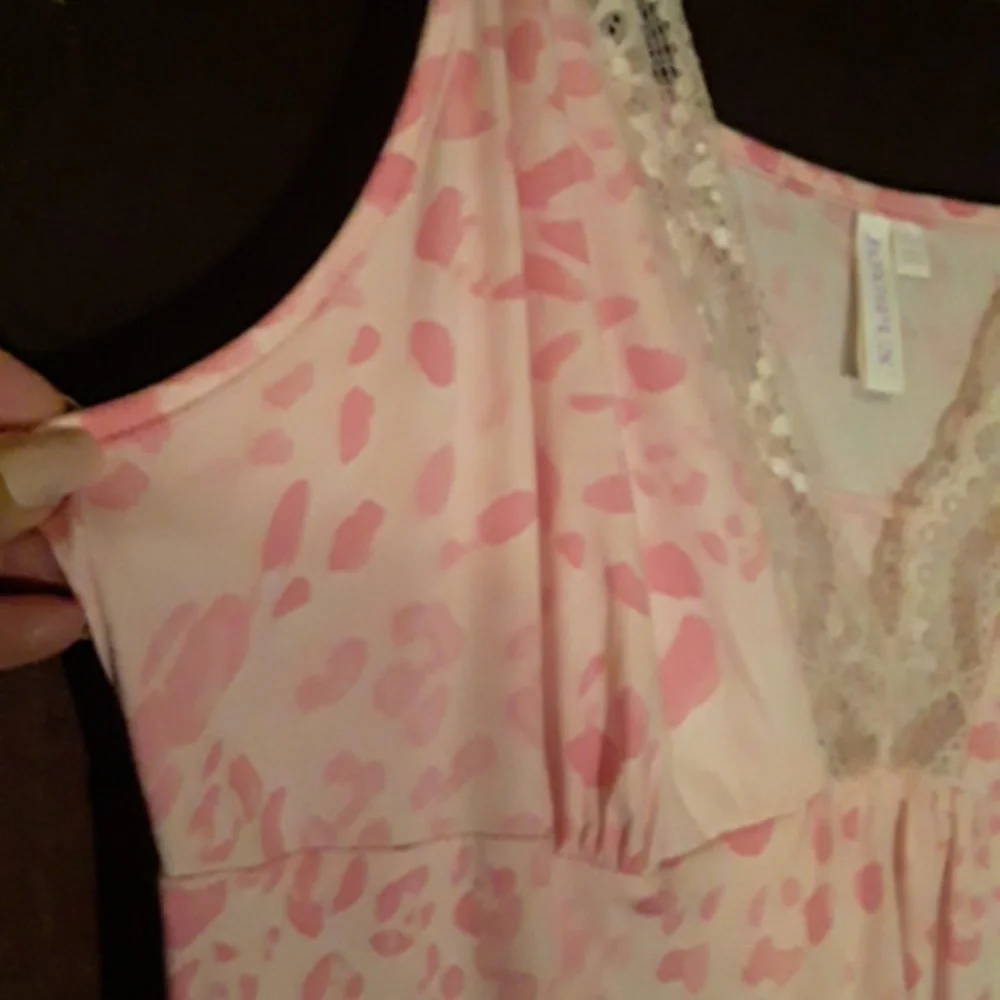 Joyspun 3X Adorable Adj Straps Nightgown Pink Cheetah Print - Picture 5 of 15